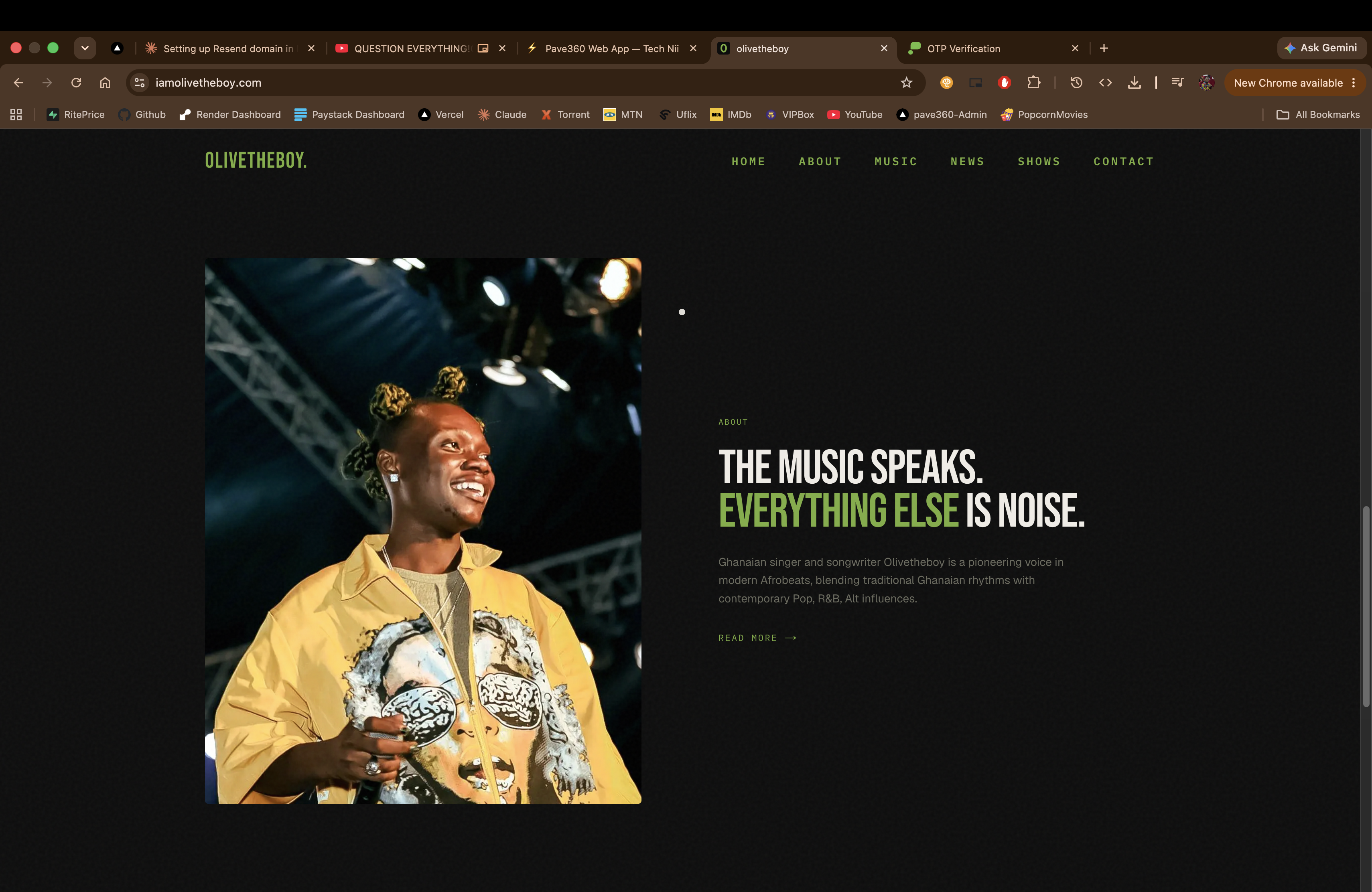 Olivetheboy — Artist Website screenshot 1