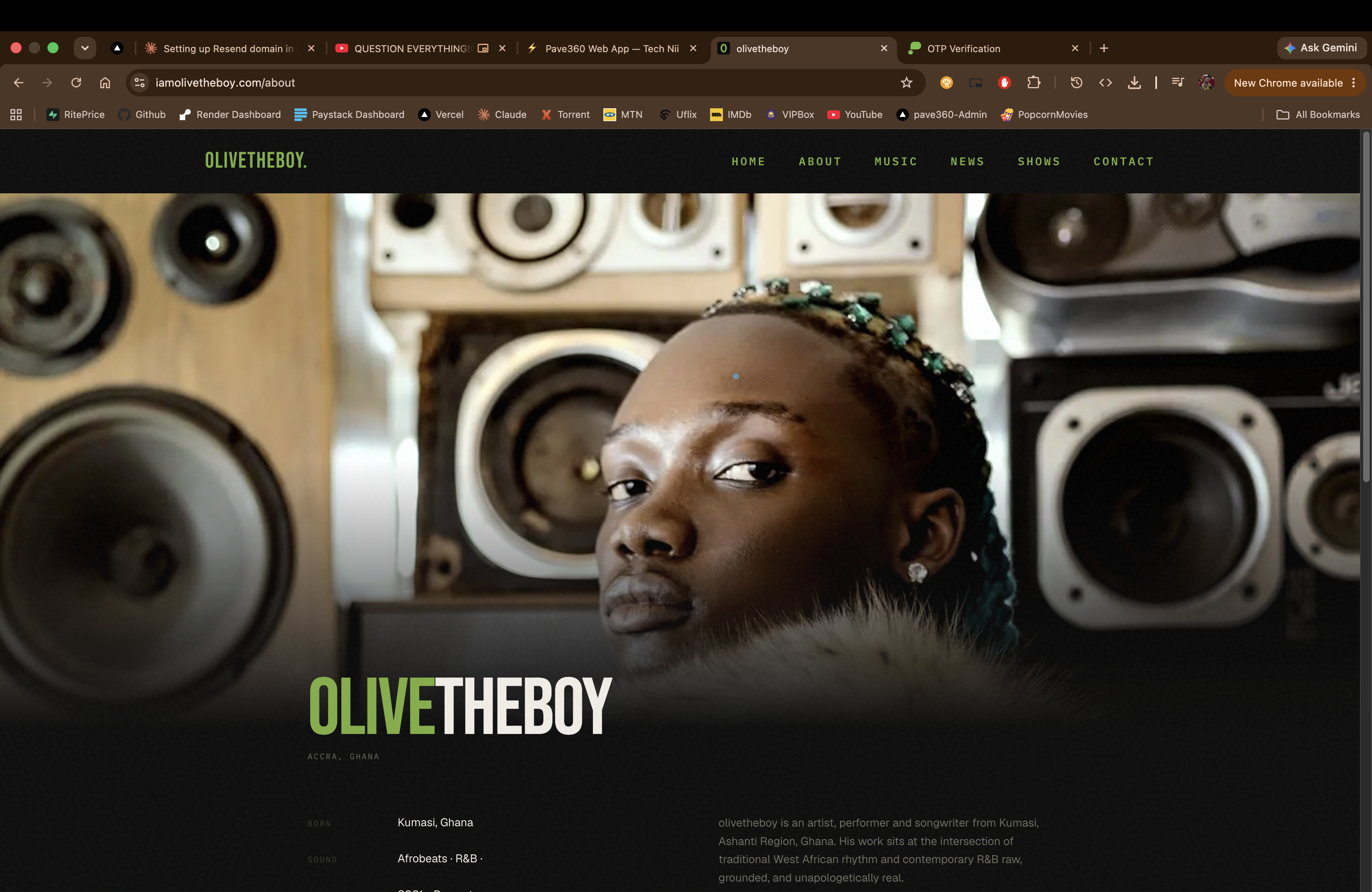 Olivetheboy — Artist Website screenshot 2